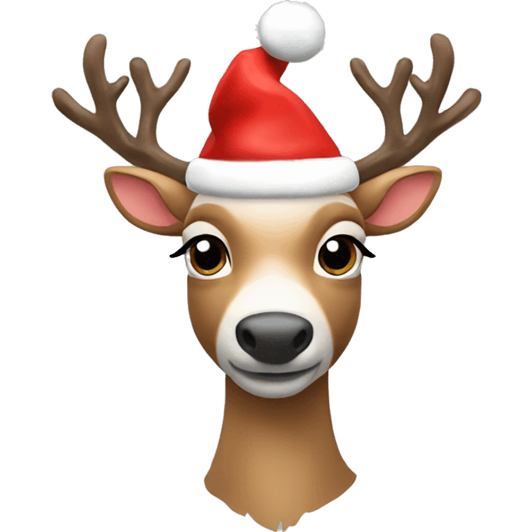 reindeer with santa hat on￼ emoji