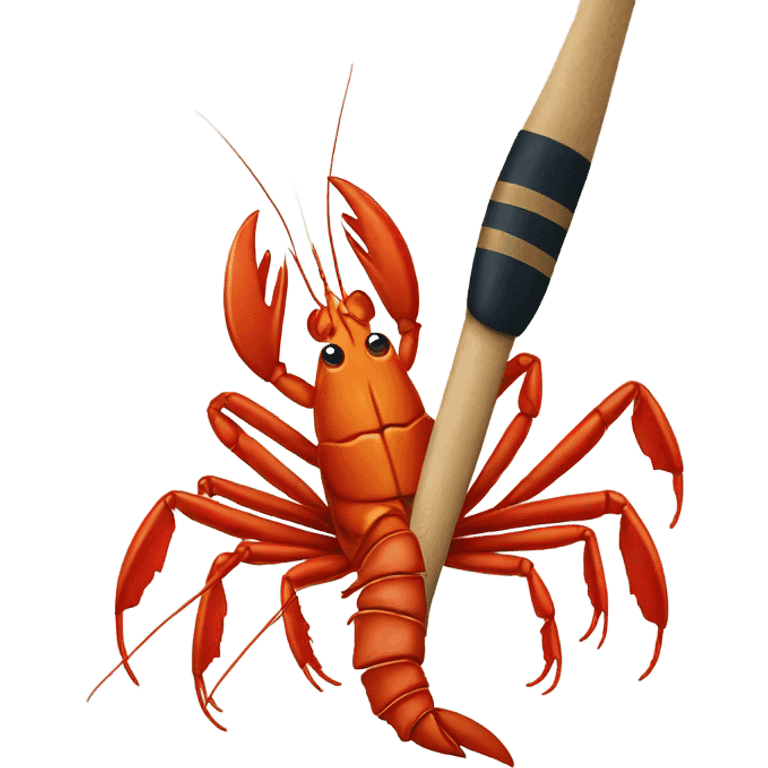 Crayfish with hockey stick emoji