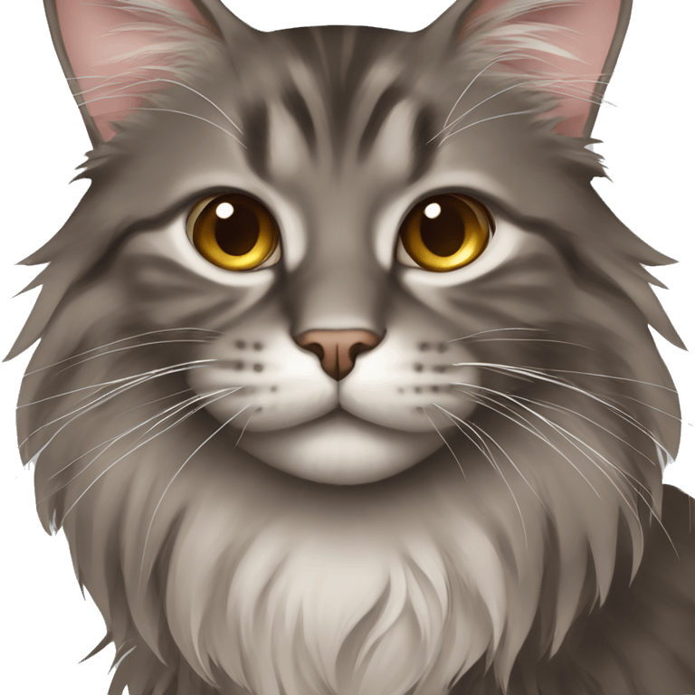 Gray-brown cat maine coon emoji