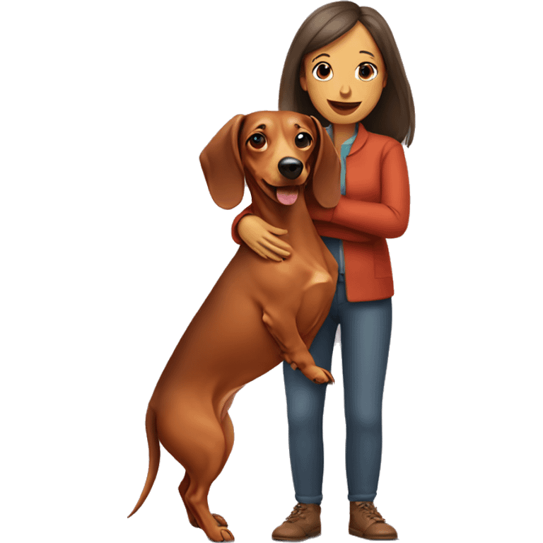 dachshund and woman emoji