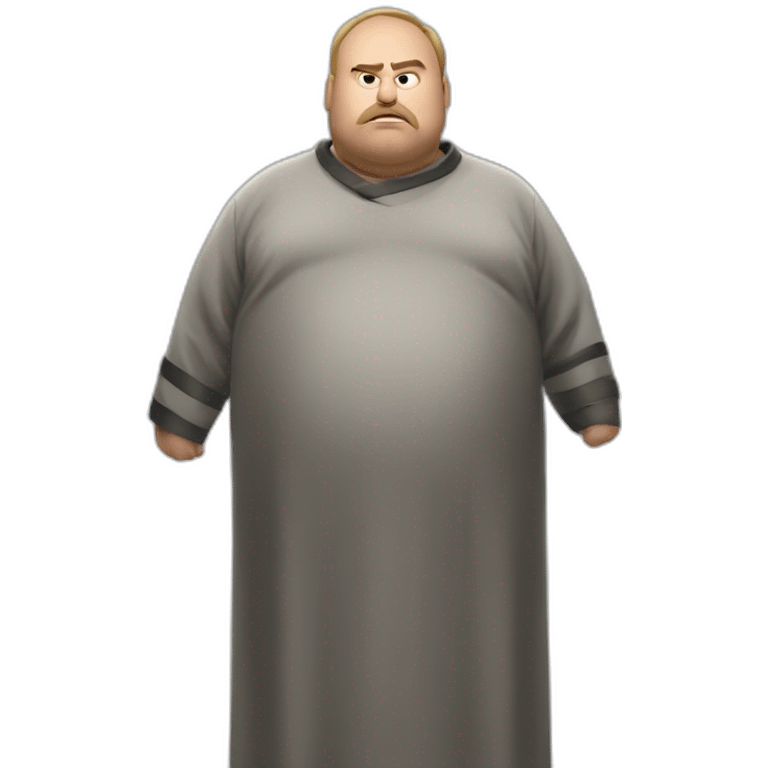 big fat man slavic stands big belly in prisoner robe emoji