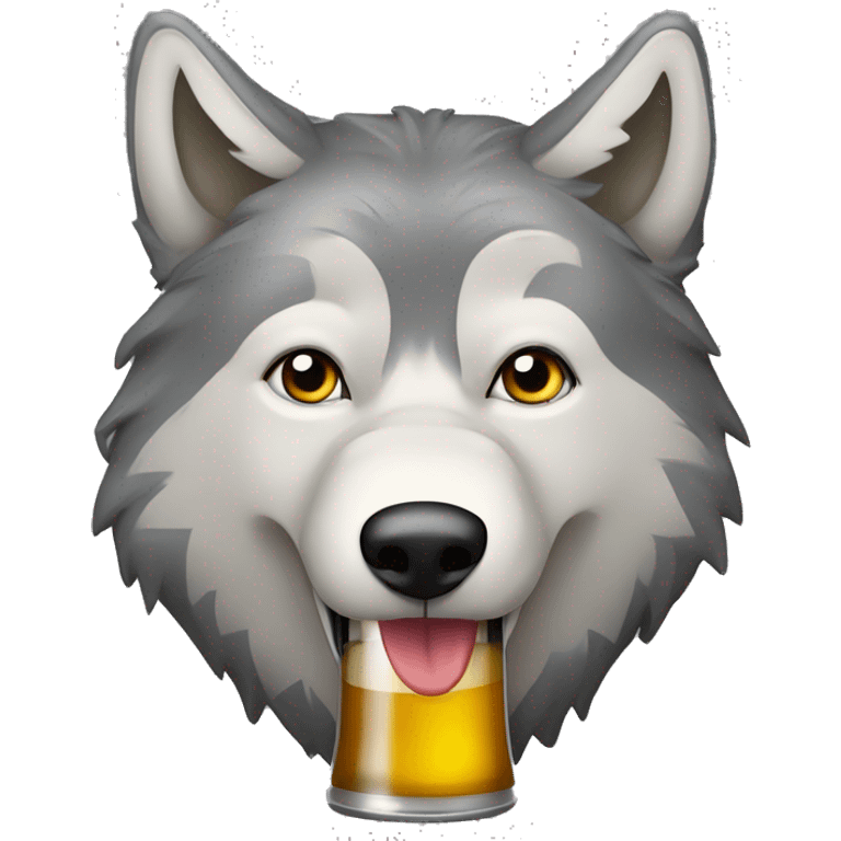 Loup qui boit de la bière emoji