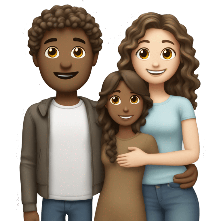 adult, couple female and male both white with brunette hair, hugging each other the guy has curly hair, and the girl has straight wavy hair ￼ ￼ emoji