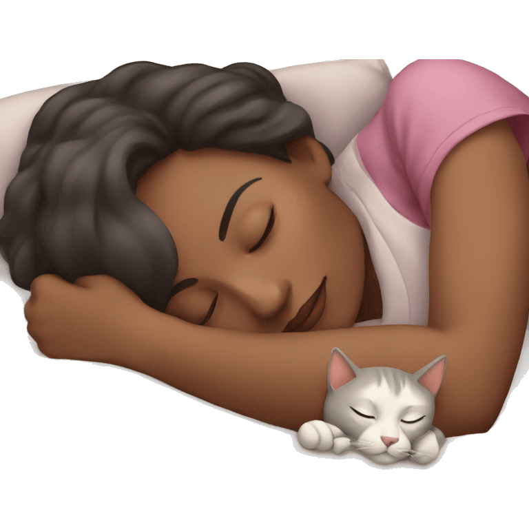 woman sleeping with cat emoji