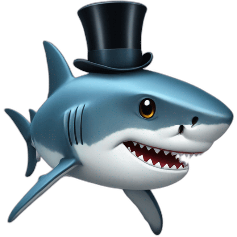 Shark with a top hat emoji