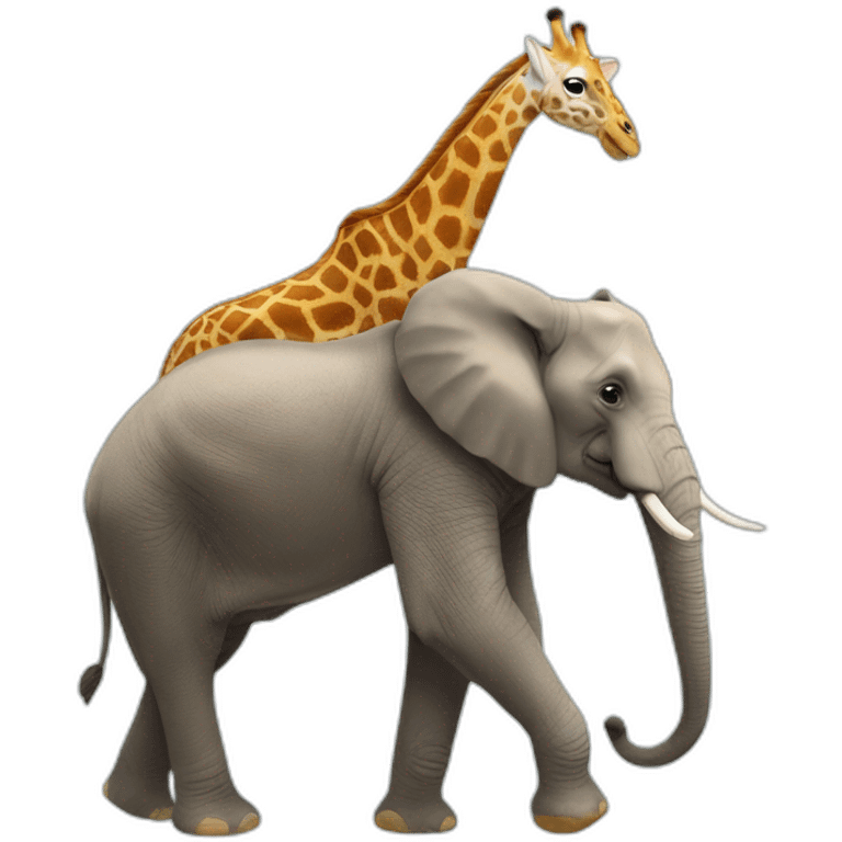 Éléphant sur une girafe emoji