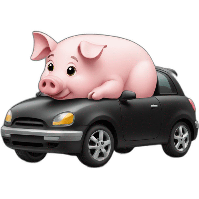 A-pig-in-a-car-black emoji