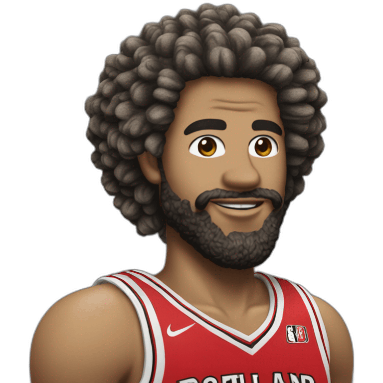 Basketteur blanc avec cheveux bouclés qui joue au portland trail blazers emoji