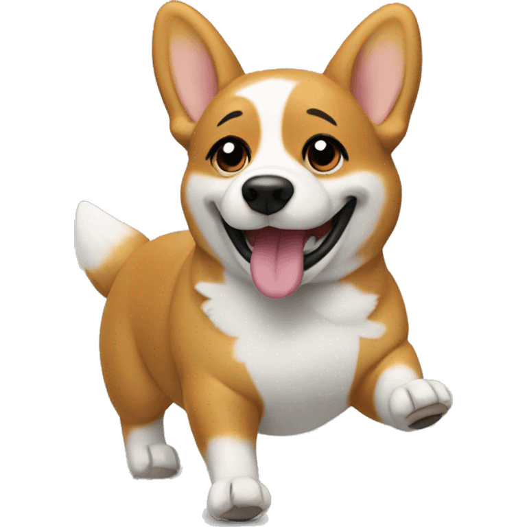 Dancing corgi with nose emoji