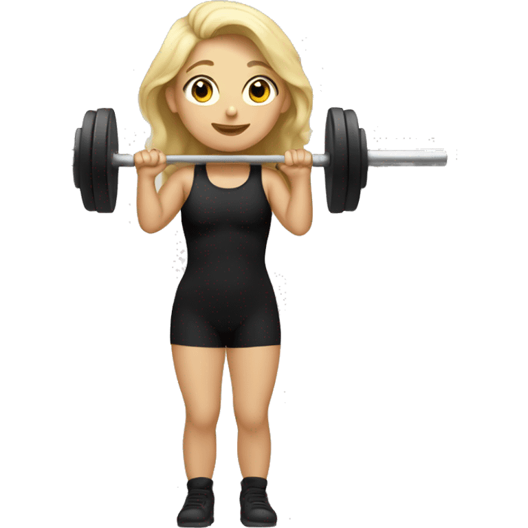 Blond girl in black bodysuit holding a barbell emoji