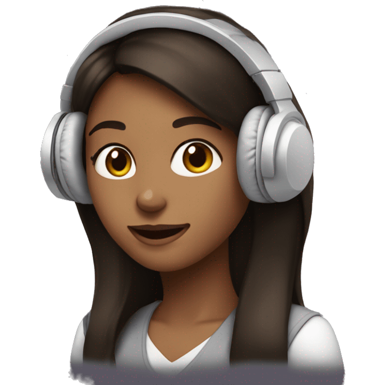 woman with headphones brunette happy emoji