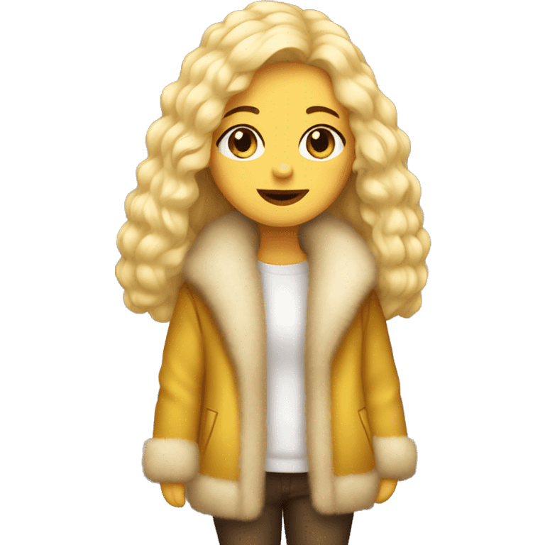 full body white girl with yellow hair and luxurious full furrcoat emoji