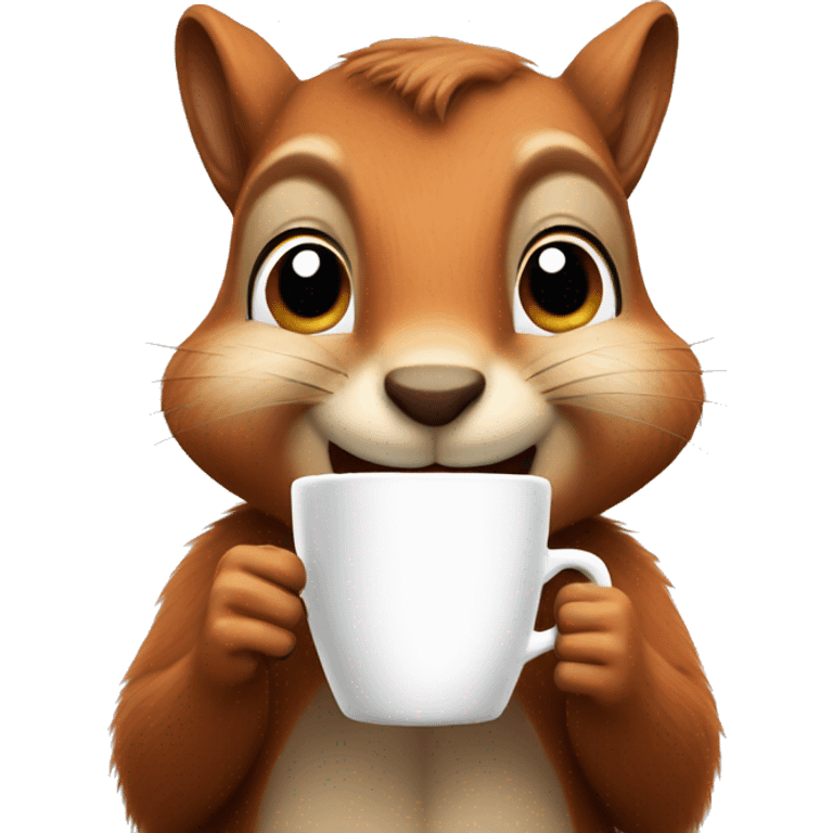 a cute squirrel driniking coffe  emoji