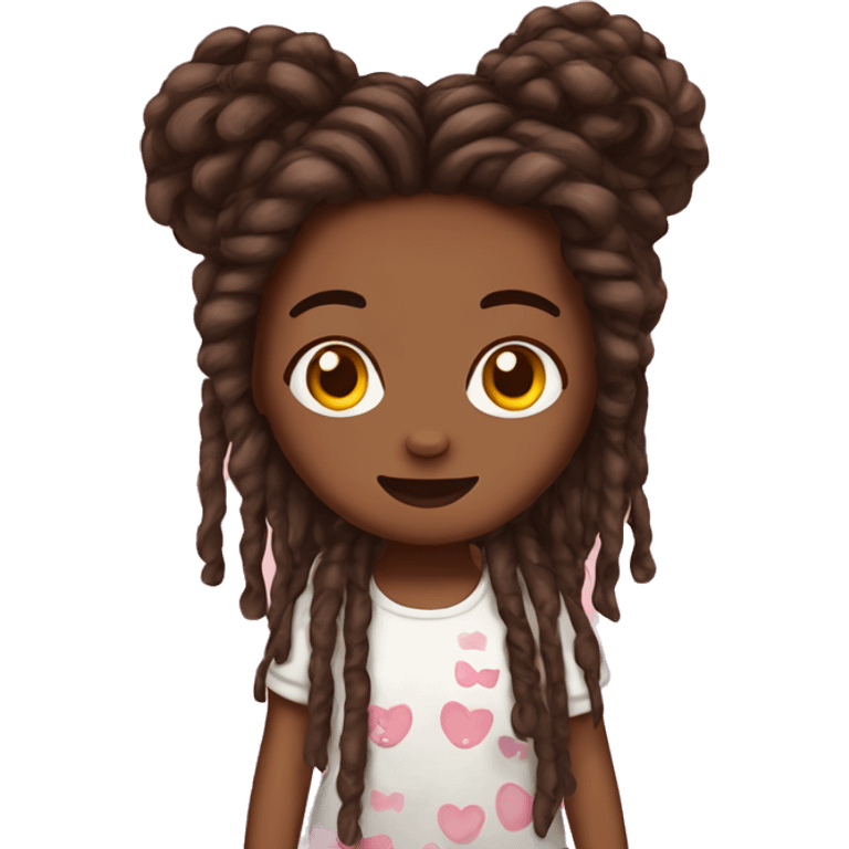 hello kitty with brown skin and locs as hair emoji