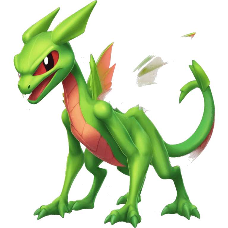 Full body sharp edgy shiny punk colorful Fairy-Flygon-Scyther-grovyle emoji