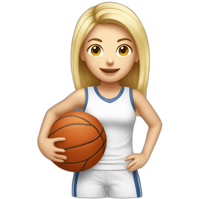 White skin female playing football with basket ball emoji