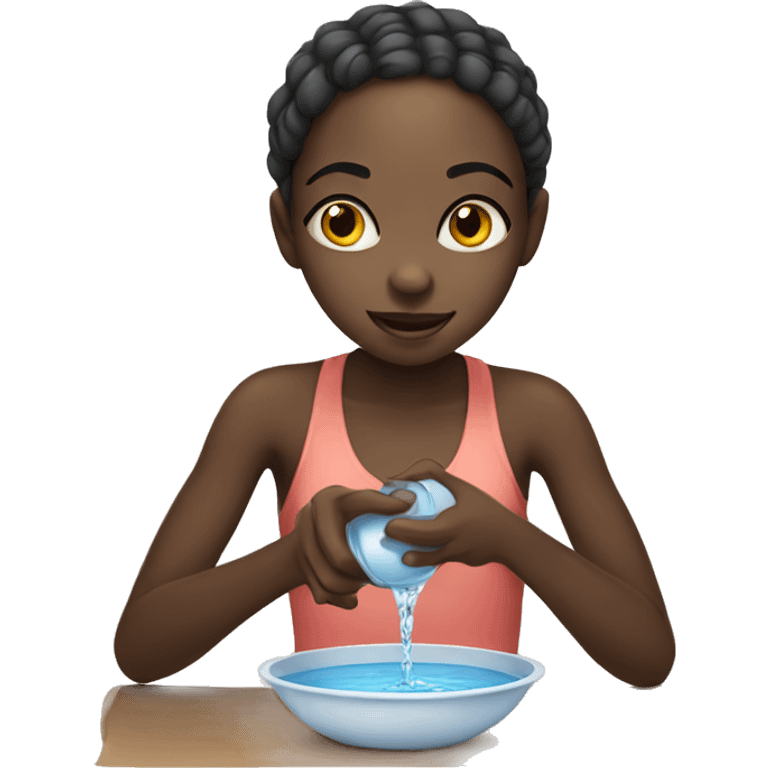 African girl eating water emoji