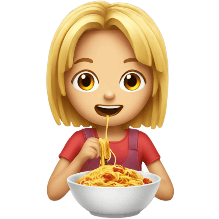 Little girl eating spaghetti emoji