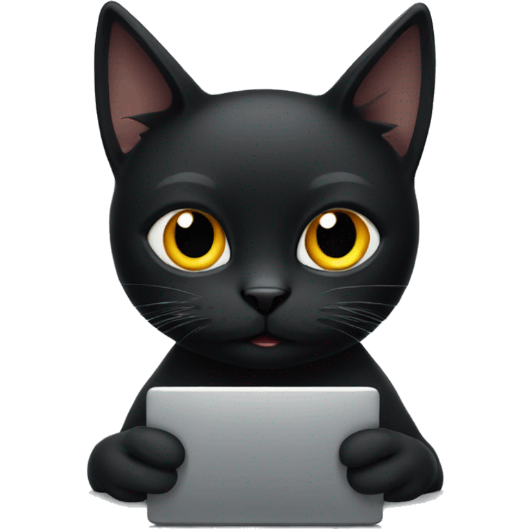 Black cat with computer emoji