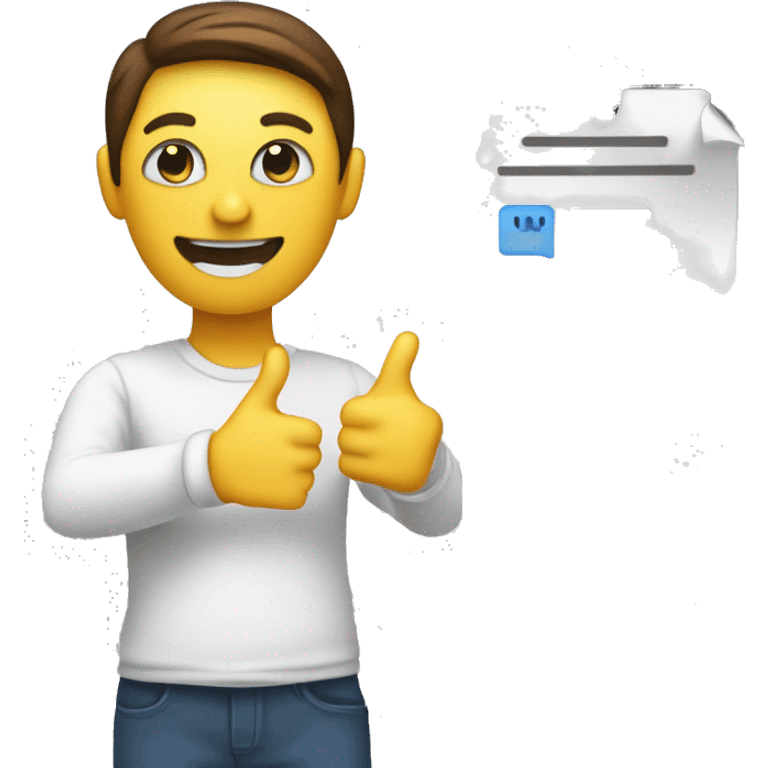 "A person holding a feedback form with a happy face emoji and a thumbs-up gesture, representing positive feedback."A person with a feedback form with happy face and thumbs up emoji