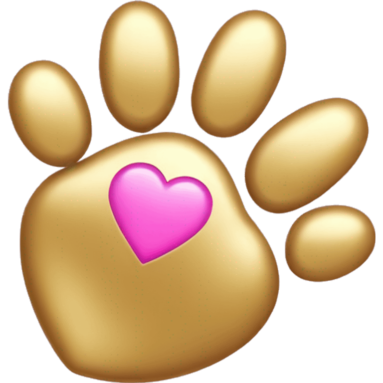 Gold heart with pink paw print  emoji