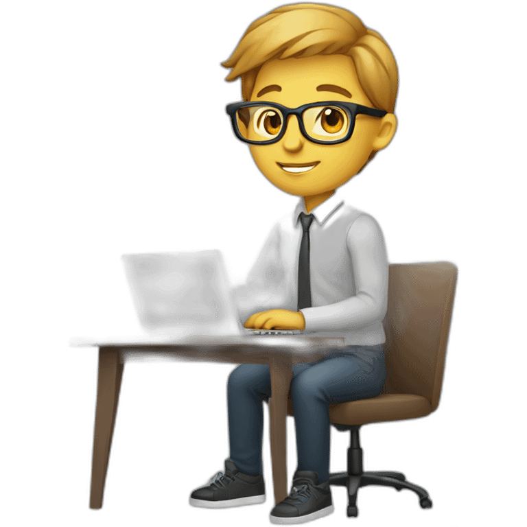 young professional cool designer working on laptop no glasses wearing teacher attire emoji