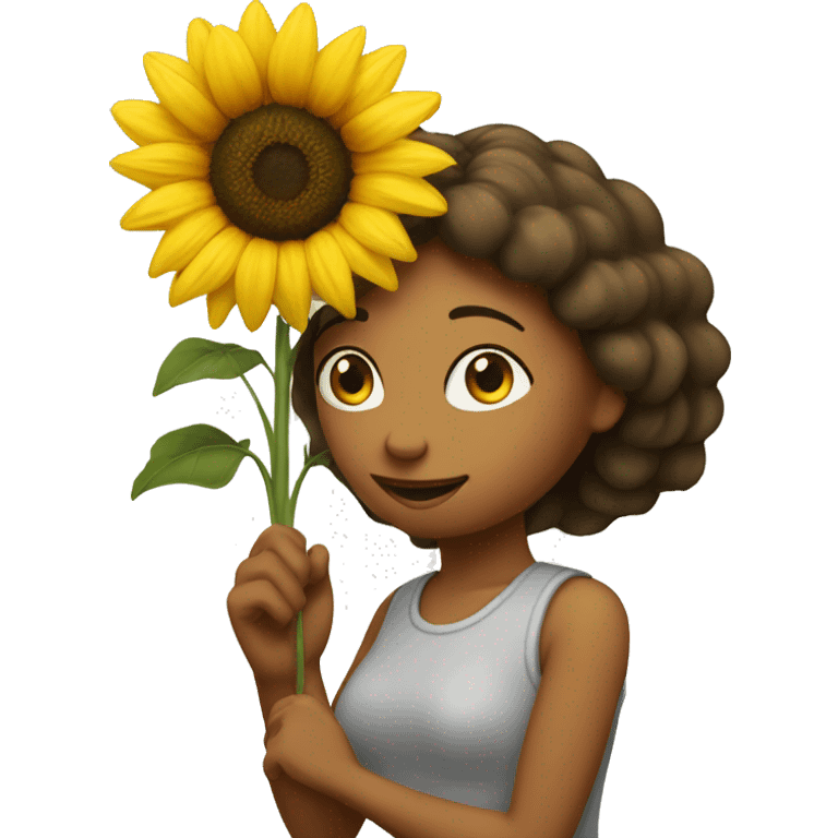 A lady giving a sunflower emoji