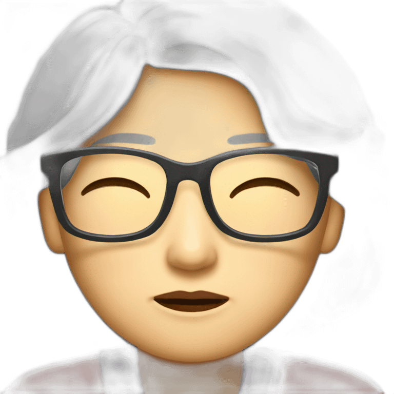 Chinese senior lady wear glasses looks sleepy emoji