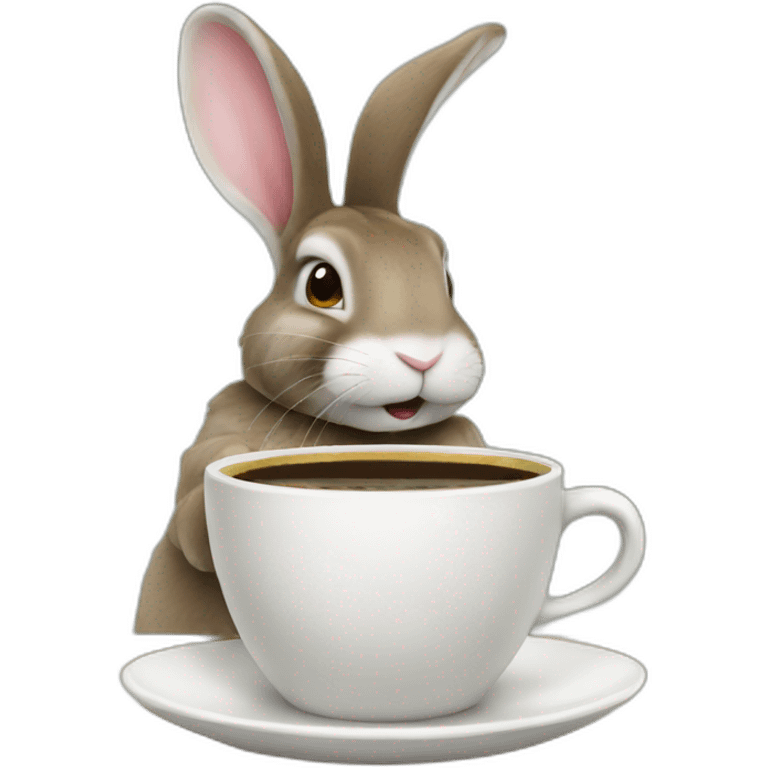 bunny drinks coffee emoji