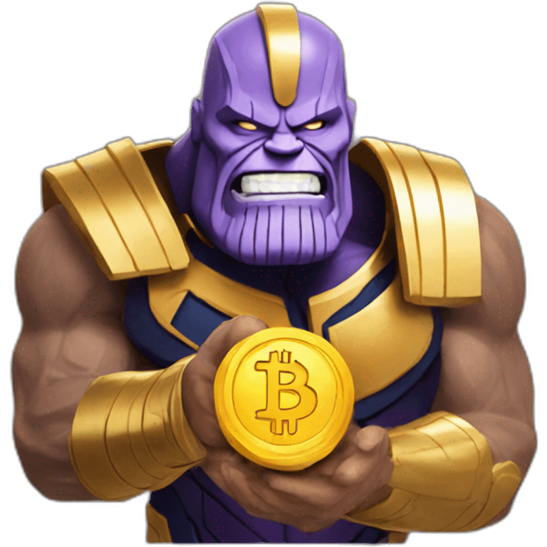 Thanos with bitcoin emoji