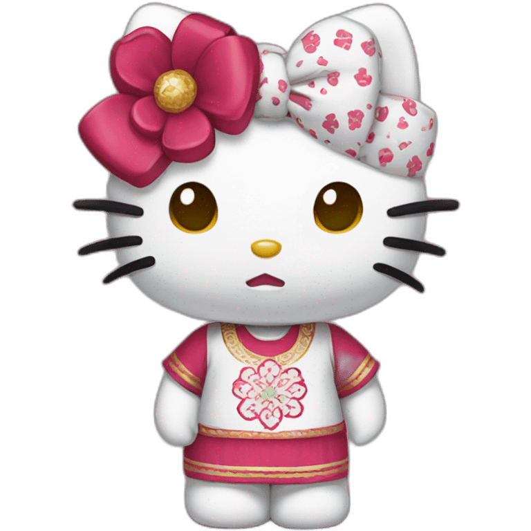 Hello kitty wearing Moroccan coccer t-shirt emoji