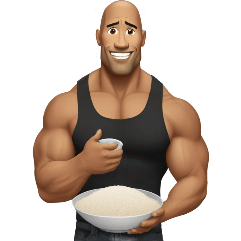 the rock with a bowl of rice in his hand emoji