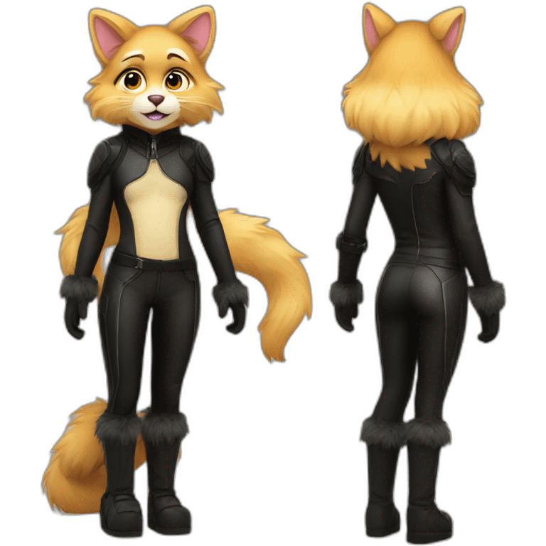 Furry posing in latex leggings emoji