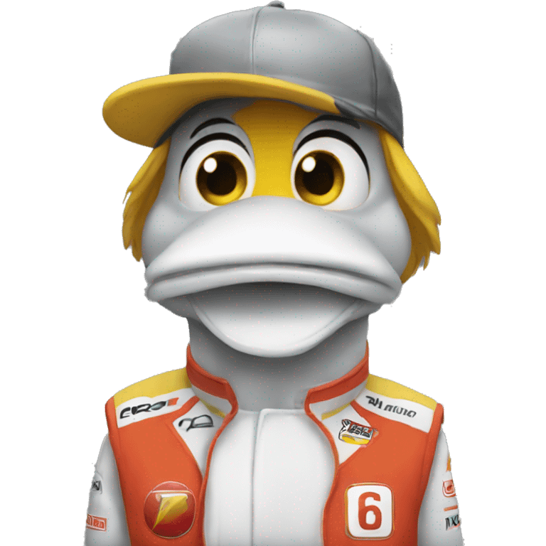 Canard qui fait de la formule 1 emoji