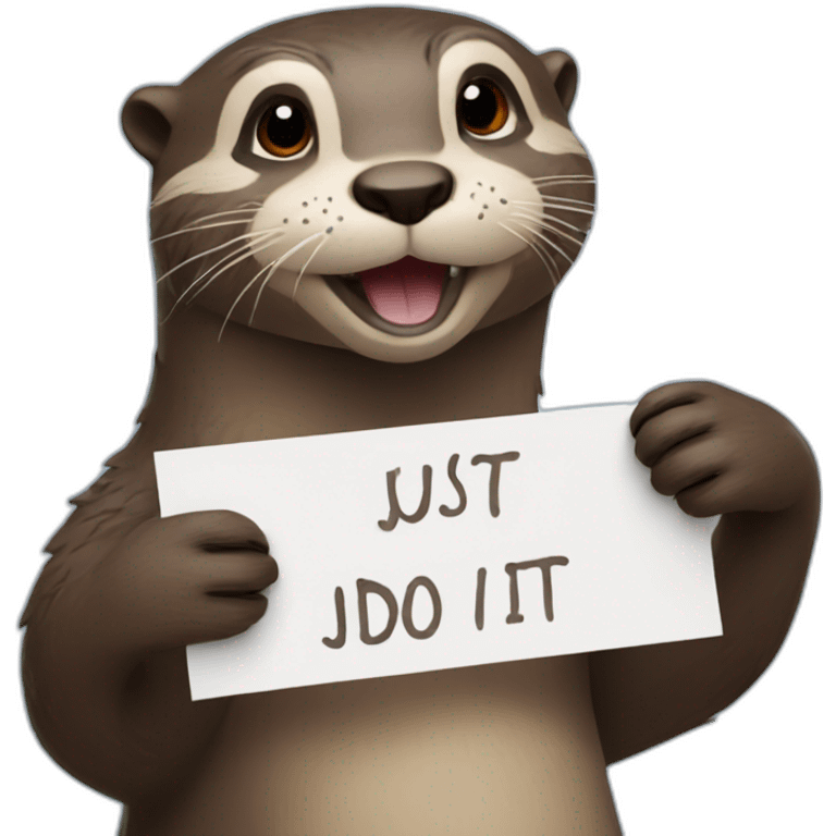 otter holding a sign that says just do it emoji