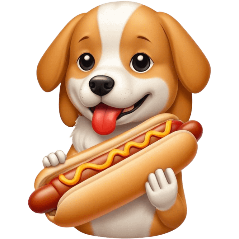 Dog eating a hotdog emoji