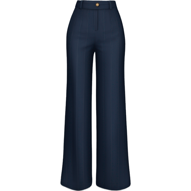 Realistic isolated side view of a pair of high waist long wide leg navy blue Pinstripe dressy casual pants. emoji