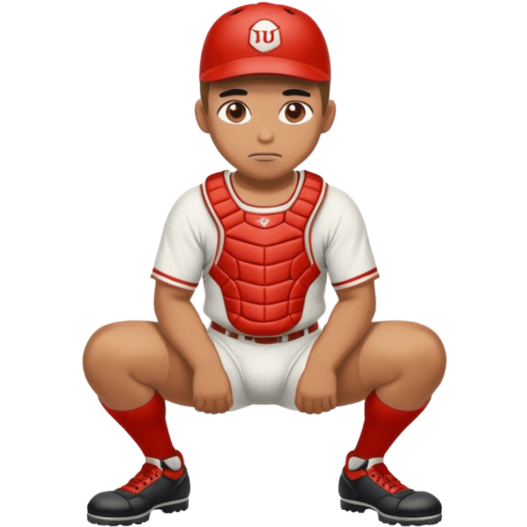 Baseball catcher crouch muscular undies  emoji