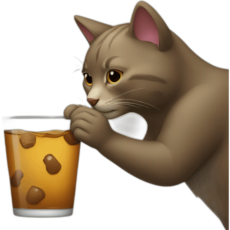 Cat drinking a bear emoji