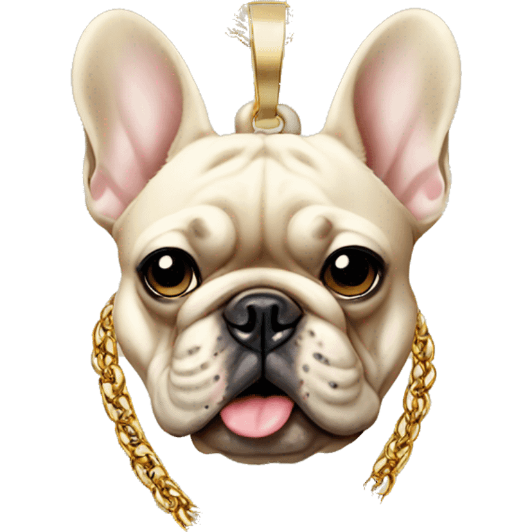 Mad French bulldog with gold chain emoji