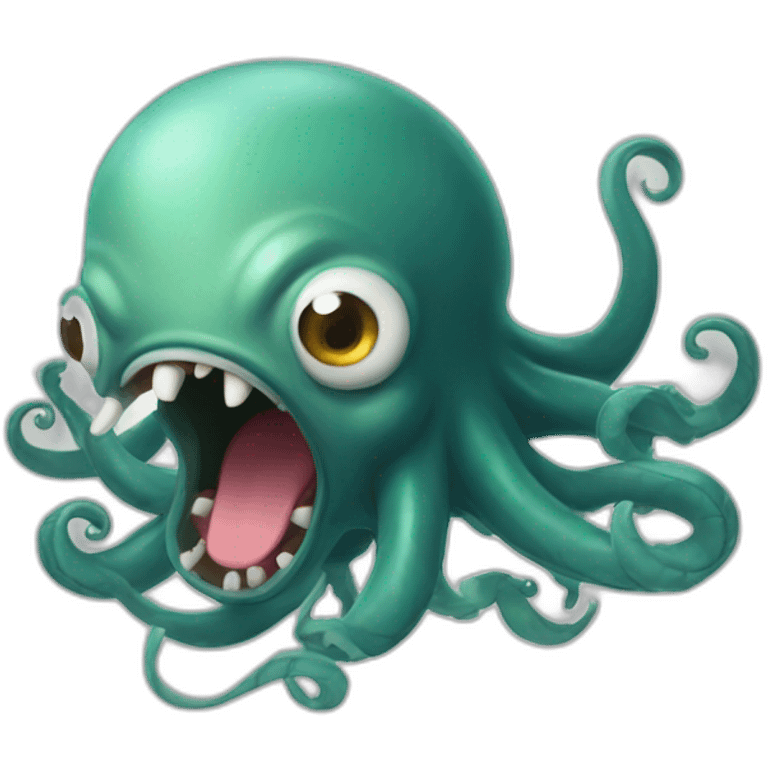 Cute kraken feared with open mouth emoji