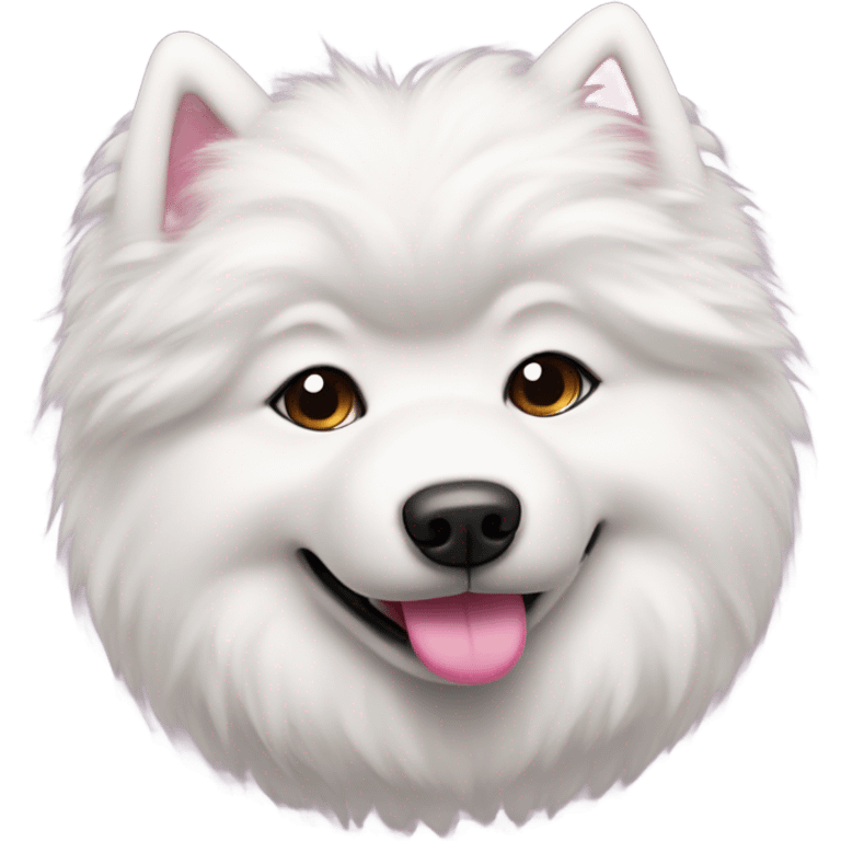 Samoyed dog with a pink knot between the ears emoji