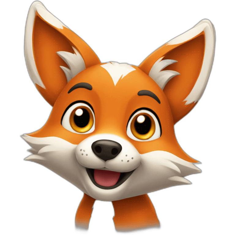 cartoon fox saying hi emoji