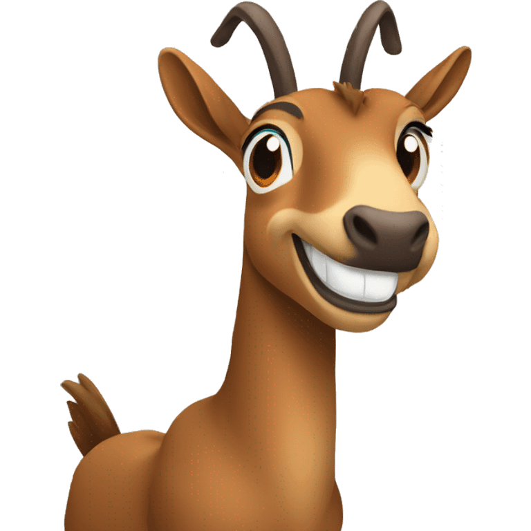 happy smiling brown chamois left hoof pointing up emoji