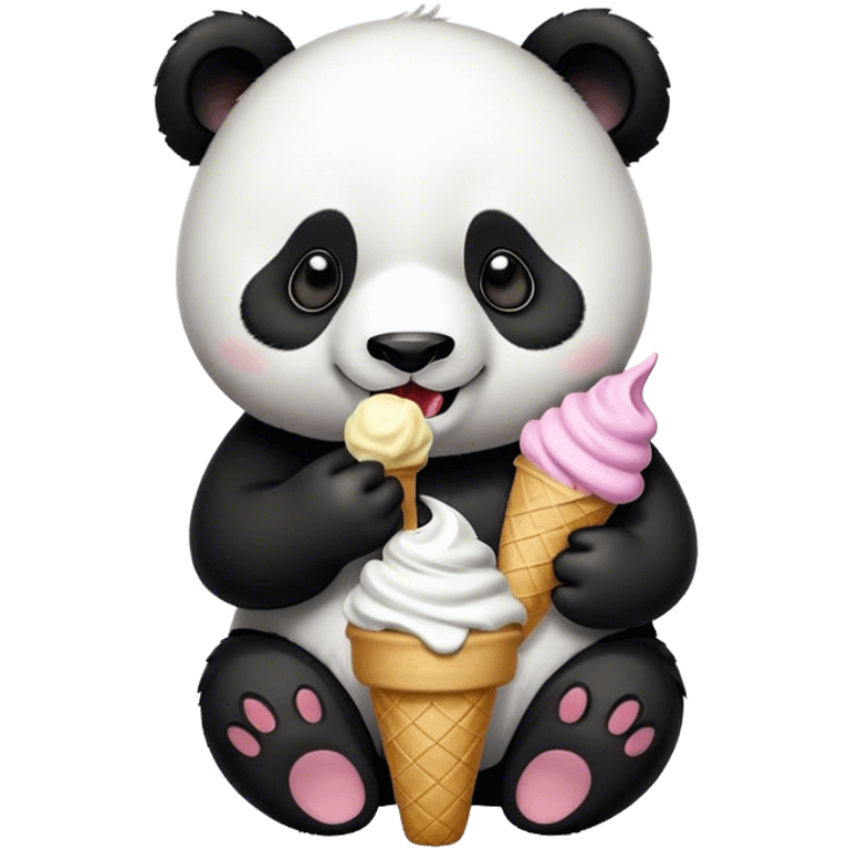 Panda eating ice cream emoji