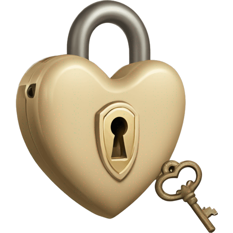 vintage beige heart-shaped lock and key emoji