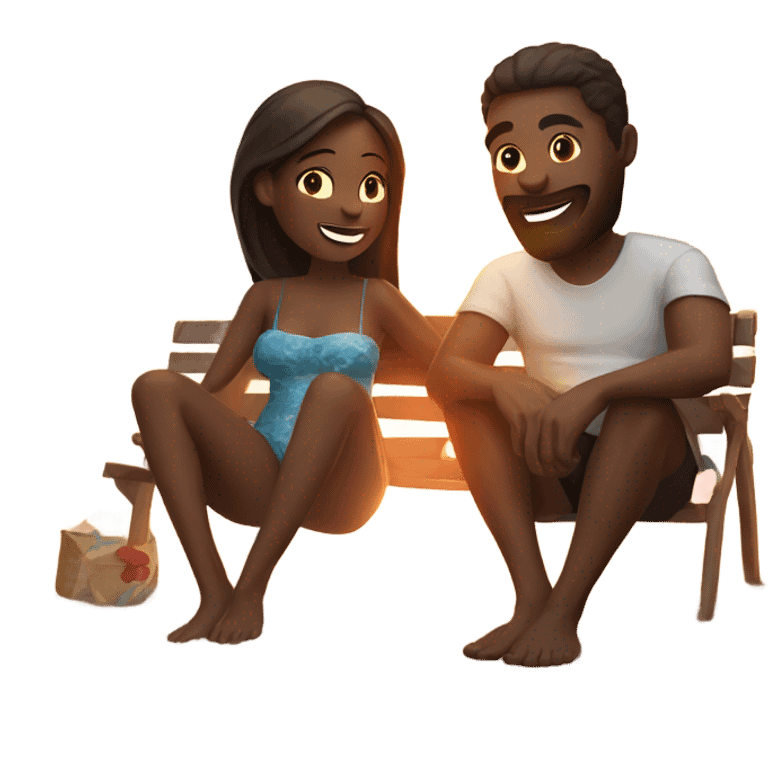 Couple enjoying beach sunset emoji