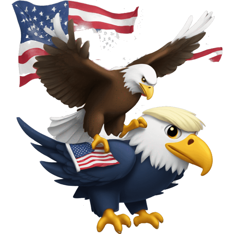 Trump flying a bald eagle with an American flag  emoji