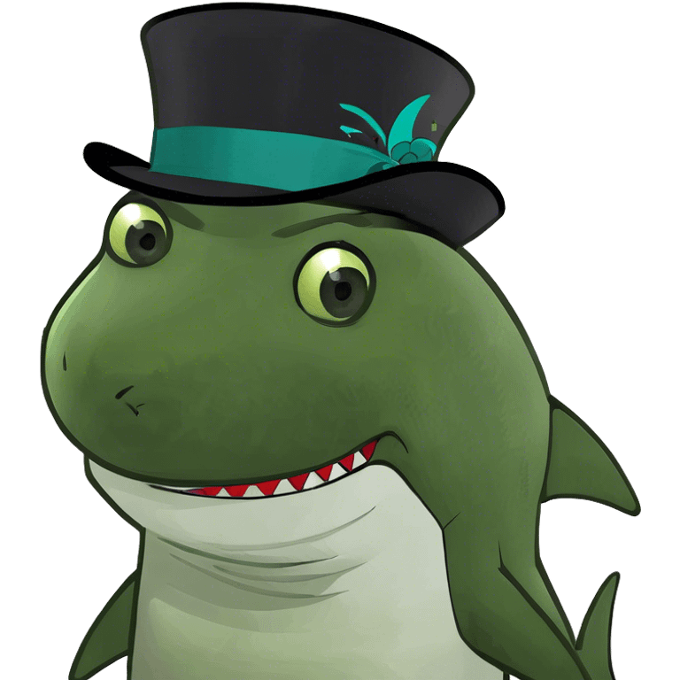 Shark with a top hat emoji