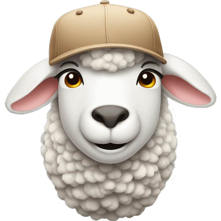 Sheep wearing cap emoji